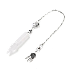 Quartz Crystal Natural Quartz Crystal Pointed Dowsing Pendulums, with Eco-Friendly Brass Findings, Platinum, Cadmium Free & Lead Free, Bullet, 31.35cm