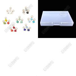 Mixed Color 126Pcs 6 Sets Glass Rondelle Bead Charms, with 304 Stainless Steel Open Jump Rings, Faceted, Mixed Color, 9.5x6mm, Hole: 3.6mm, 21pcs/set