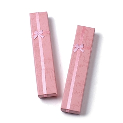Pale Violet Red Cardboard Paper Necklace Boxes, Necklace Gift Case with Sponge Inside and Bowknot, Rectangle, Pale Violet Red, 4.1x20x2.45cm