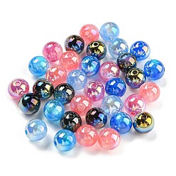 Mixed Color Iridescent Acrylic Beads, with Glitter Powder, Round, Mixed Color, 10x9.5mm, Hole: 2mm