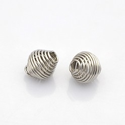 Stainless Steel Color Bicone 304 Stainless Steel Spring Beads, Coil Beads, Stainless Steel Color, 11x11mm, Hole: 3mm