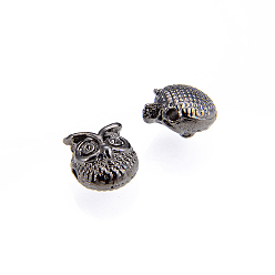 Gunmetal Zinc Alloy Beads Rhinestone Settings, Owl, Gunmetal, 11x10.5x8.5mm, Hole: 2mm