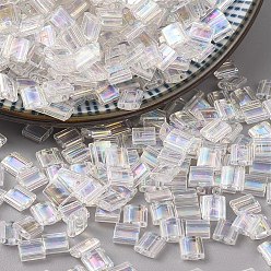 (TL250) Хрустальный AB Миюки тила бусины, японский бисер, 2-луночное, (тл 250) кристалл а, 5x5x1.9 мм, отверстие : 0.8 мм, Около 118 шт / 10 г