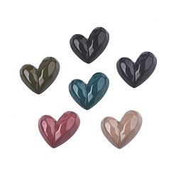 Mixed Color Opaque Acrylic Cabochons, Heart, Mixed Color, 24x24.5x8mm