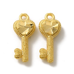 Real 24K Gold Plated Brass Pendants, Cadmium Free & Lead Free, Heart Key Charm, Real 24K Gold Plated, 16x7x3.5mm, Hole: 1.2mm
