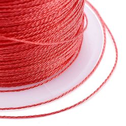 Crimson Polyester Braided Metallic Thread, for DIY Braided Bracelets Making and Embroidery, Crimson, 0.4mm, 6-Ply, about 54.68 yards(50m)/roll