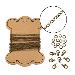 Antique Bronze DIY 3m Oval Brass Cable Chains Necklace Making Kits, 10Pcs Lobster Claw Clasps and 50Pcs Jump Rings, Antique Bronze, Links: 2x1.5x0.5mm, 3m