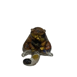 Tiger Eye Resin Cat Figurines, with Natural Tiger Eye Chips inside Statues for Home Office Decorations, 25x30x30mm