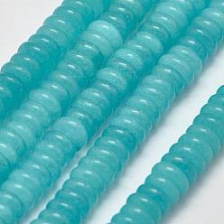 Light Sea Green Natural White Jade Heishi Beads Strands, Disc/Flat Round, Dyed, Light Sea Green, 8x2~3mm, Hole: 1mm, about 122~145pcs/strand, 14.76 inch