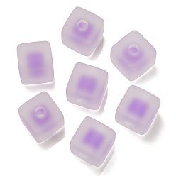 Medium Orchid Frosted Acrylic European Beads, Bead in Bead, Cube, Medium Orchid, 13.5x13.5x13.5mm, Hole: 4mm