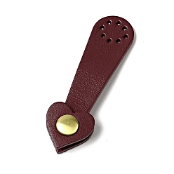 Dark Red Heart Cowhide Leather Sew on Purse Clasps, Brass Snap Button Bag Mouth Buckle, Suitcase Bag Anti-Theft Parts, Dark Red, 7.4x2.2x1cm, Hole: 1.6mm