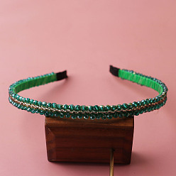 Light Sea Green Elegant Glass Beaded Hair Bands, Hair Accessories for Women Girls, Light Sea Green, 120x10mm