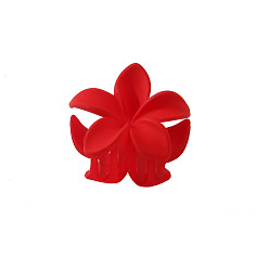 red-4CM Candy-colored plastic flower hairpin with hollow-out design - simple and elegant.