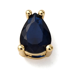 Морской Синий Подвески-слайдеры из латуни с микропаве из кубических цирконий в форме капли, долговечный, стойки покрытие, без кадмия и без свинца, реальный 18 k позолоченный, Marine Blue, 8.5x6.5x5.5 мм, отверстие : 5.5x2 мм