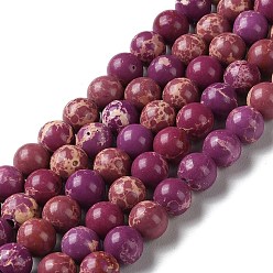 Old Rose Synthetic Imperial Jasper Dyed Beads Strands, Round, Old Rose, 6mm, Hole: 1.4mm, about 60~62pcs/strand, 14.72''~15.28''(37.4~38.8cm)