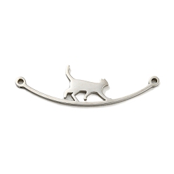 Stainless Steel Color 304 Stainless Steel Connector Charms, Walking Cat Links, Stainless Steel Color, 9x30.5x1mm, Hole: 1mm