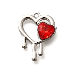 Гиацинт 304 подвески из нержавеющей стали, со стразами, цвет нержавеющей стали, сердце, гиацинт, 25.5x19.5x5.5 мм, отверстие : 2 мм