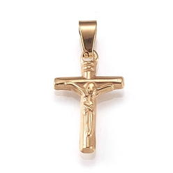 Golden 201 Stainless Steel Pendants, For Easter, Crucifix Cross, Golden, 19.5x12x3mm, Hole: 8x3mm