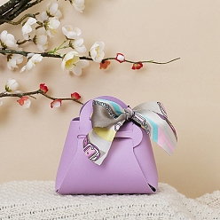 Plum Imitation Leather Bag, with Silk Ribbon, Candy Gift Bags Christmas Party Wedding Favors Bags, Plum, 13x12.5x5cm