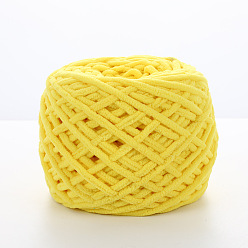 Yellow Soft Crocheting Polyester Yarn, Thick Knitting Yarn for Scarf, Bag, Cushion Making, Yellow, 6mm