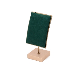Green Zinc Alloy Necklace Display Stand, Covered with Fibre, Rectangle, Green, 5.95x4.35x11.3cm