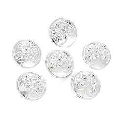 Серебро Кнопки сплава хвостовиком, 1-луночное, без кадмия, без никеля и без свинца, плоские круглые с дерева жизни, серебряные, 17x6 мм, отверстие : 1.6 мм