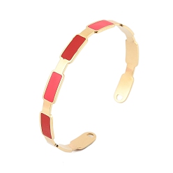 Красный 304 женские браслеты-манжеты из нержавеющей стали, прямоугольные, с эмалью, ионное покрытие (ip), красные, внутренний диаметр: 2-1/8x1-3/4 дюйм (5.5x4.6 см)