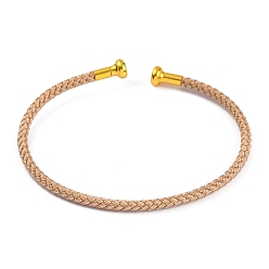 Персиковый Слойка Изготовление браслета из плетеной проволоки из углеродистой стали, с позолоченными латунными заглушками, розовые, 0.25 см, внутренний диаметр: 2-3/8 дюйм (6.1 см)