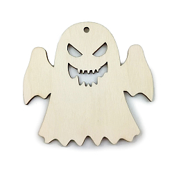 Tan Unfinished Wood Slices, for Halloween Theme, Ghost, Tan, 6.9x7.2cm, 10pcs/bag