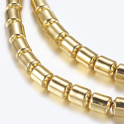 Golden Plated Non-magnetic Synthetic Hematite Beads Strands, Column, Golden Plated, 4.5x5.5mm, Hole: 1mm, about 77pcs/strand, 15.9 inch(40.5cm)