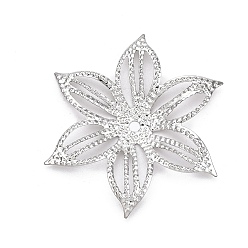 Платина Железо бусы шапки, гравированные металлические украшения, 6-лепесток, цветок, платина, 36x33x3 мм, отверстие : 2 мм