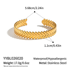 Real 18K Gold Plated 304 Stainless Steel Heart Open Cuff Bangles for Women, Real 18K Gold Plated, Inner Diameter: 2.24 inch(5.68cm)