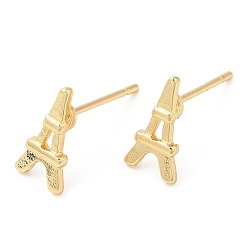 Light Gold Eiffel Tower Alloy Stud Earrings for Men Women, with 304 Stainless Steel Steel Pin, Cadmium Free & Lead Free, Light Gold, 9.5x5mm