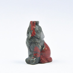 bloodstone Animal Carving Ornament Crystal Gem Agate Wolf Handicraft