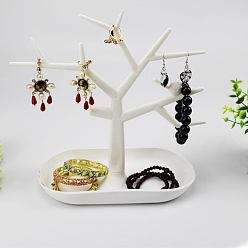 White ABS Plastic Earring Display Stands, Tree of Life, White, 23.5x12.5x29cm