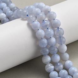 Синий Кружевый Агат Натуральный голубой кружевной агат бисер нитей, круглые, 6 мм, отверстие : 1 мм, около 65 шт / нитка, 15.3 дюйм