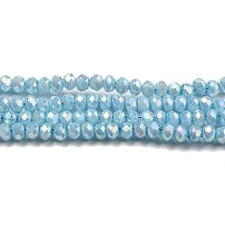 Light Blue Opaque Baking Painted Glass Beads Strands, AB Color, Faceted, Round, Light Blue, 2.5x2mm, Hole: 0.7mm, about 156~158pcs/strand, 12.20~12.44 inch(31~31.6cm)