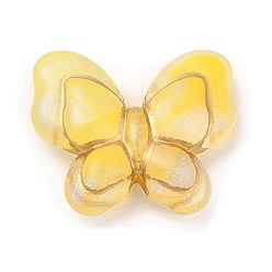 Yellow Plating Acrylic Beads, Golden Metal Enlaced, Butterfly, Yellow, 17.5x21x6mm, Hole: 1.8mm, about 415pcs/500g