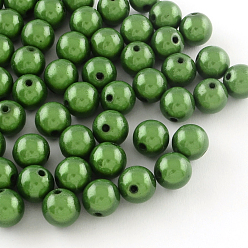 Green Spray Painted Acrylic Beads, Miracle Beads, Round, Bead in Bead, Green, 12mm, Hole: 2mm, about 560pcs/500g