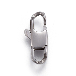 Stainless Steel Color 304 Stainless Steel Lobster Claw Clasps, Stainless Steel Color, 16x7x3mm, Hole: 3mm