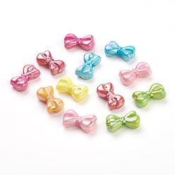 Mixed Color Opaque Acrylic Beads, AB Color Bowknot, Mixed Color, 18x10x6mm, Hole: 2mm, about 720pcs/500g