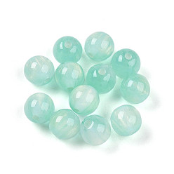 Аквамарин Бусины из cмолы, круглые, два тона, аквамарин, 8 мм, отверстие : 2 мм