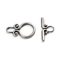 Platinum 304 Stainless Steel Toggle Clasps, Stainless Steel Color, Ring: 22.5x15x2mm, Hole: 6mm, Inner Diameter: 6x3.5mm, Bar: 22x10x2mm, Hole: 5x4mm