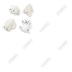 White 10Pcs Resin Cabochons, Bear, White, 10.5~20x16~23.5x26~27mm