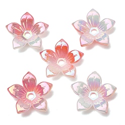 Red UV Plating Opaque Acrylic Beads, Iridescent, Flower, Gradient Color, Red, 21.5x23x5mm, Hole: 2.5mm
