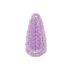 Plum Polyester Teardrop Cabochons, for Hair Accessories Making, Plum, 65x31mm