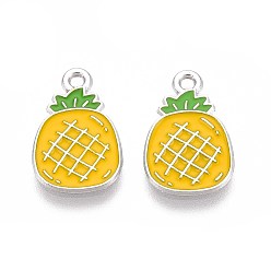 Золотистый Эмалевые подвески из фруктового сплава, ананас, платина, золотые, 17.5x11x1 мм, отверстие : 1.5 мм