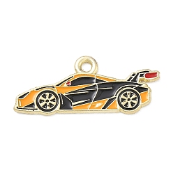 Yellow Racing Car Theme Alloy Enamel Pendants, Car Charms, Golden, Yellow, 13.5x32.5x1mm, Hole: 2.3mm