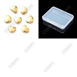 Real 24K Gold Plated 30Pcs Brass Beads, Heart, Real 24K Gold Plated, 4.5x5.5x2.5mm, Hole: 1.2mm