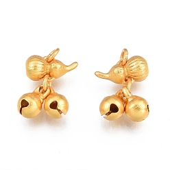 Golden Christmas Brass Bell Charms, Cadmium Free & Nickel Free & Lead Free, Gourd, Golden, 14mm, Hole: 3mm